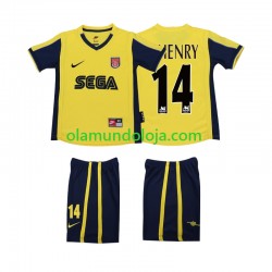 Camisola Arsenal Thierry Henry 14 2000 2001 Retro Criança Equipamento Segundo Manga Curta